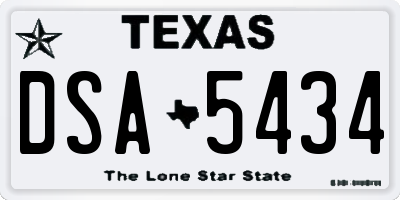 TX license plate DSA5434