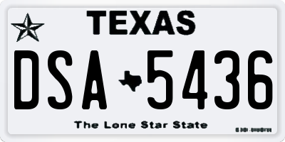 TX license plate DSA5436