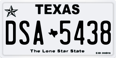 TX license plate DSA5438