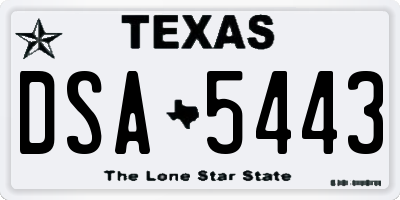 TX license plate DSA5443