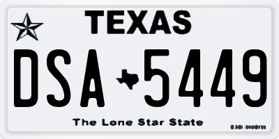 TX license plate DSA5449