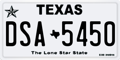 TX license plate DSA5450