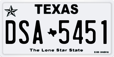 TX license plate DSA5451