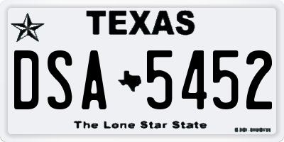 TX license plate DSA5452