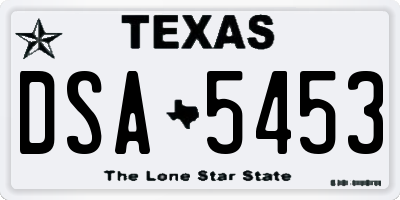 TX license plate DSA5453