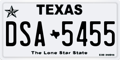 TX license plate DSA5455