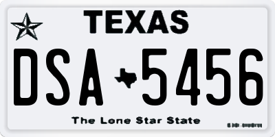 TX license plate DSA5456