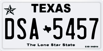 TX license plate DSA5457
