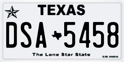 TX license plate DSA5458