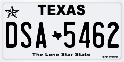 TX license plate DSA5462