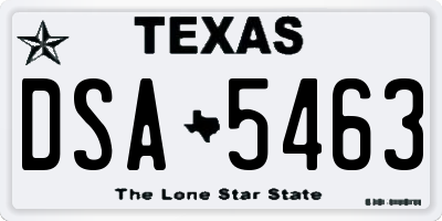 TX license plate DSA5463