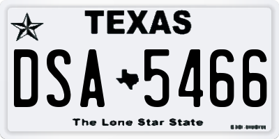 TX license plate DSA5466
