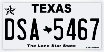 TX license plate DSA5467