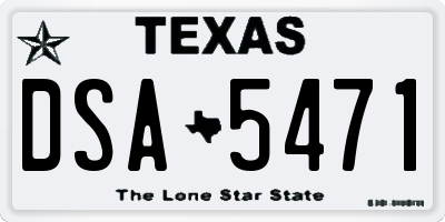 TX license plate DSA5471