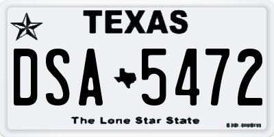 TX license plate DSA5472