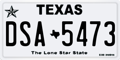 TX license plate DSA5473