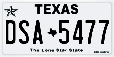 TX license plate DSA5477