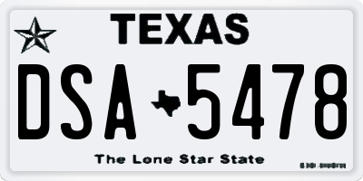 TX license plate DSA5478