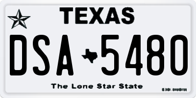 TX license plate DSA5480