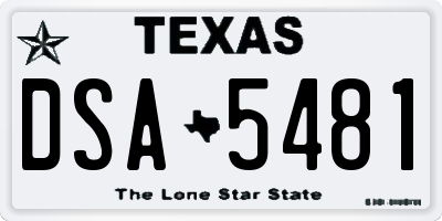 TX license plate DSA5481