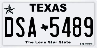 TX license plate DSA5489