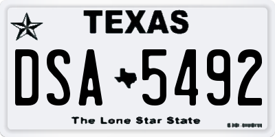 TX license plate DSA5492