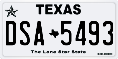 TX license plate DSA5493