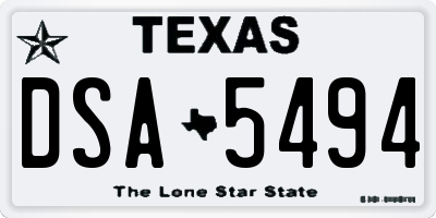 TX license plate DSA5494