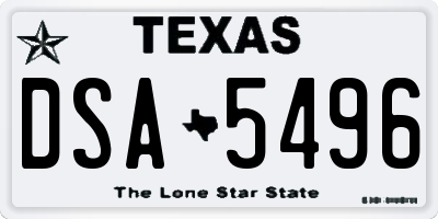TX license plate DSA5496