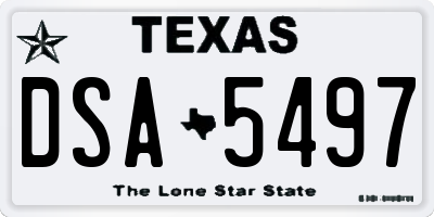 TX license plate DSA5497