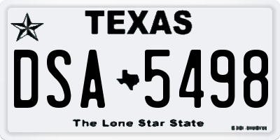 TX license plate DSA5498