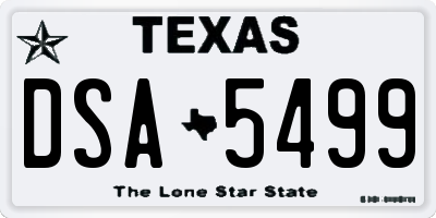 TX license plate DSA5499