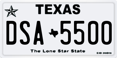 TX license plate DSA5500