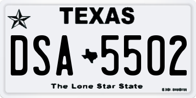 TX license plate DSA5502