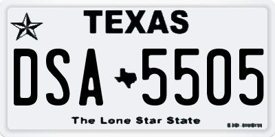 TX license plate DSA5505