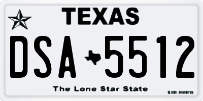 TX license plate DSA5512