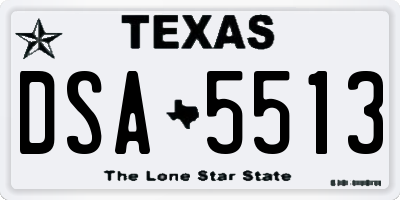 TX license plate DSA5513