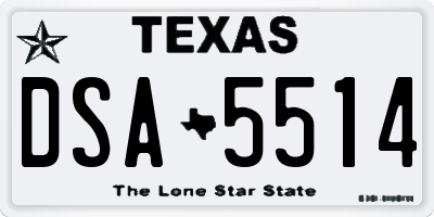 TX license plate DSA5514