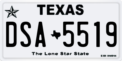 TX license plate DSA5519