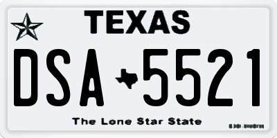 TX license plate DSA5521