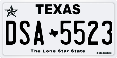 TX license plate DSA5523