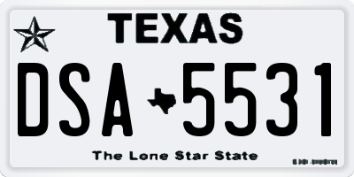 TX license plate DSA5531