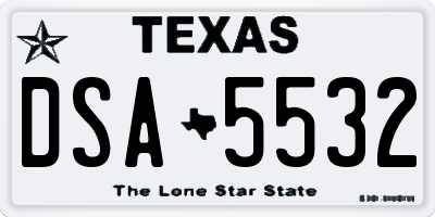 TX license plate DSA5532