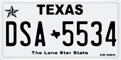 TX license plate DSA5534