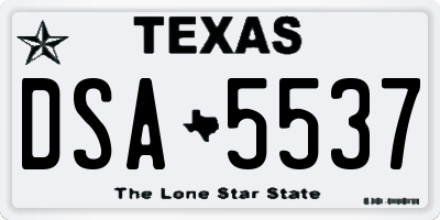 TX license plate DSA5537