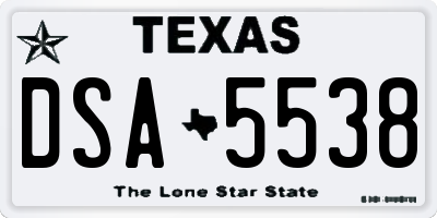 TX license plate DSA5538