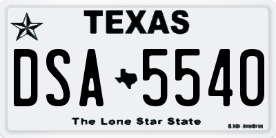 TX license plate DSA5540