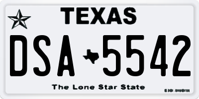TX license plate DSA5542