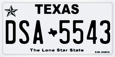 TX license plate DSA5543