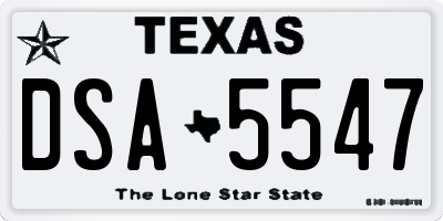 TX license plate DSA5547